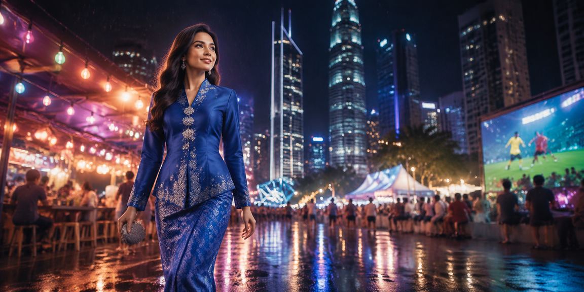Pemain kasino dalam talian di Kuala Lumpur menikmati baccarat dengan pakaian baju kurung tradisional