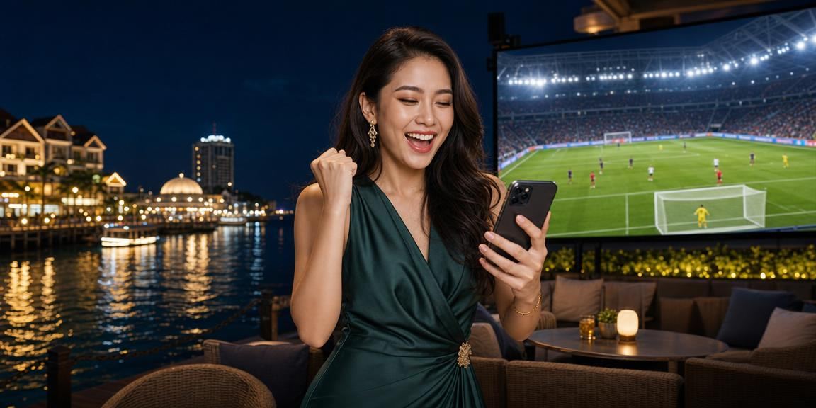 Pemain Malaysia menonton bola sepak dan membuat taruhan dalam talian dengan telefon pintar